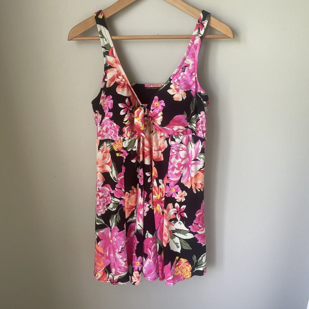 Bal Harbour Swim Womens Floral One Piece Dress Size 16 W Build‎ In Bra